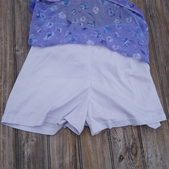 Vintage Floral Sheer Lace Trim Lined Skort Skirt - Picture 7 of 11